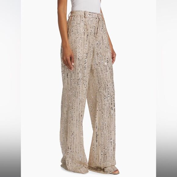 Aknvas Tate Sequined Wide-Leg Trousers Size 6 - Picture 2 of 11